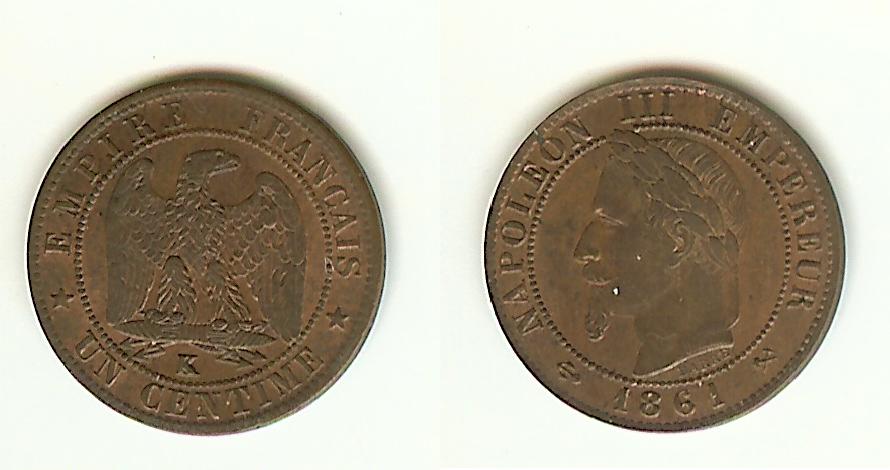 Centime Napoléon III 1861K Bordeaux AU+/Unc